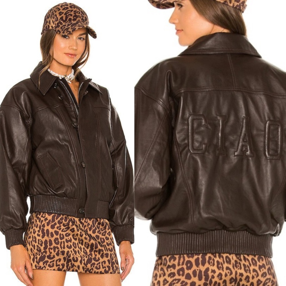LPA Ciao Leather Jacket in Brown Size Small NEW! New with tags!